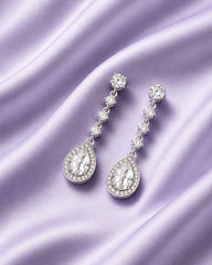 925 Silver Pear Drop CZ Dangle Earrings