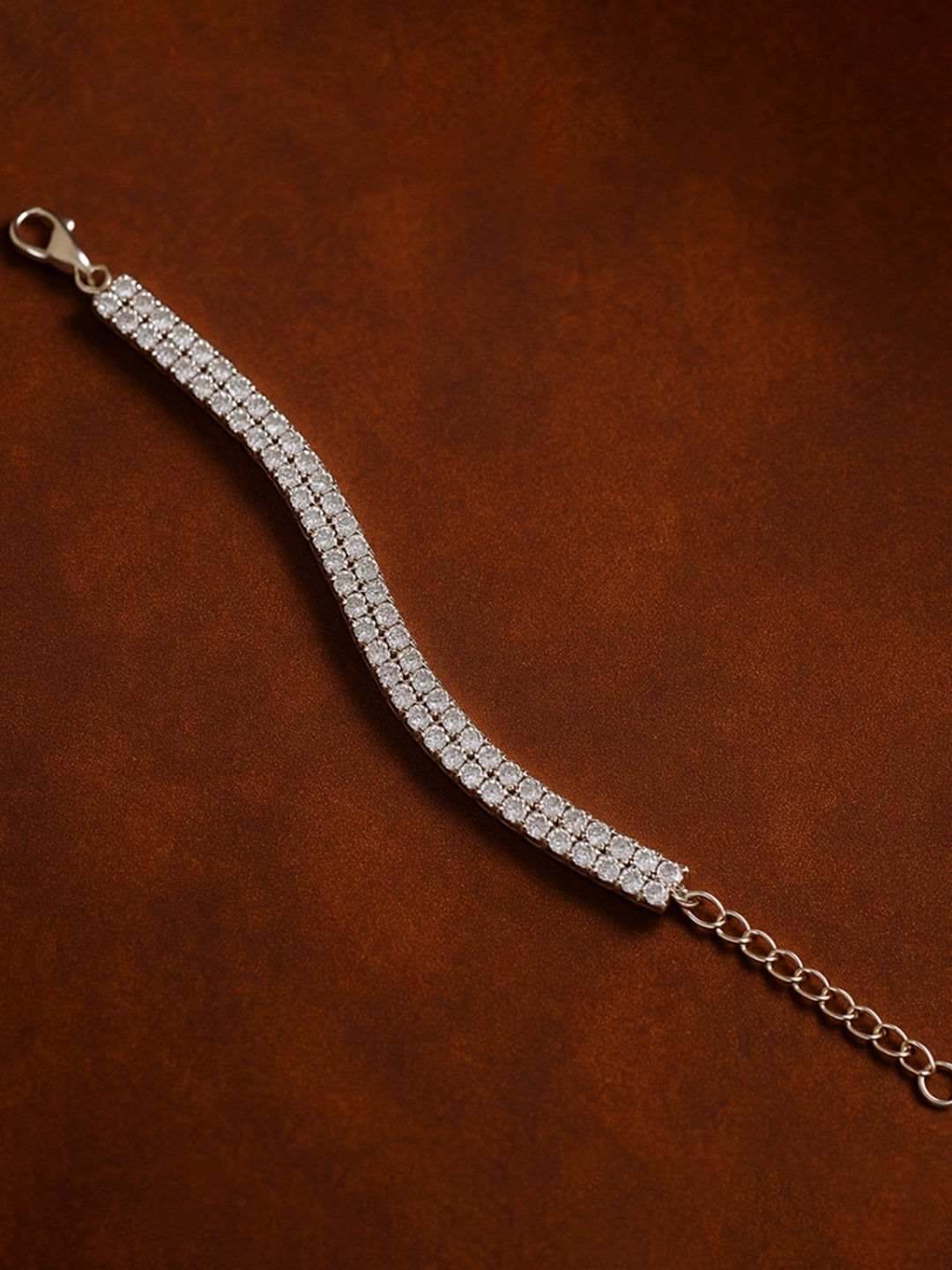 Silver Double Row Zircon Tennis Bracelet