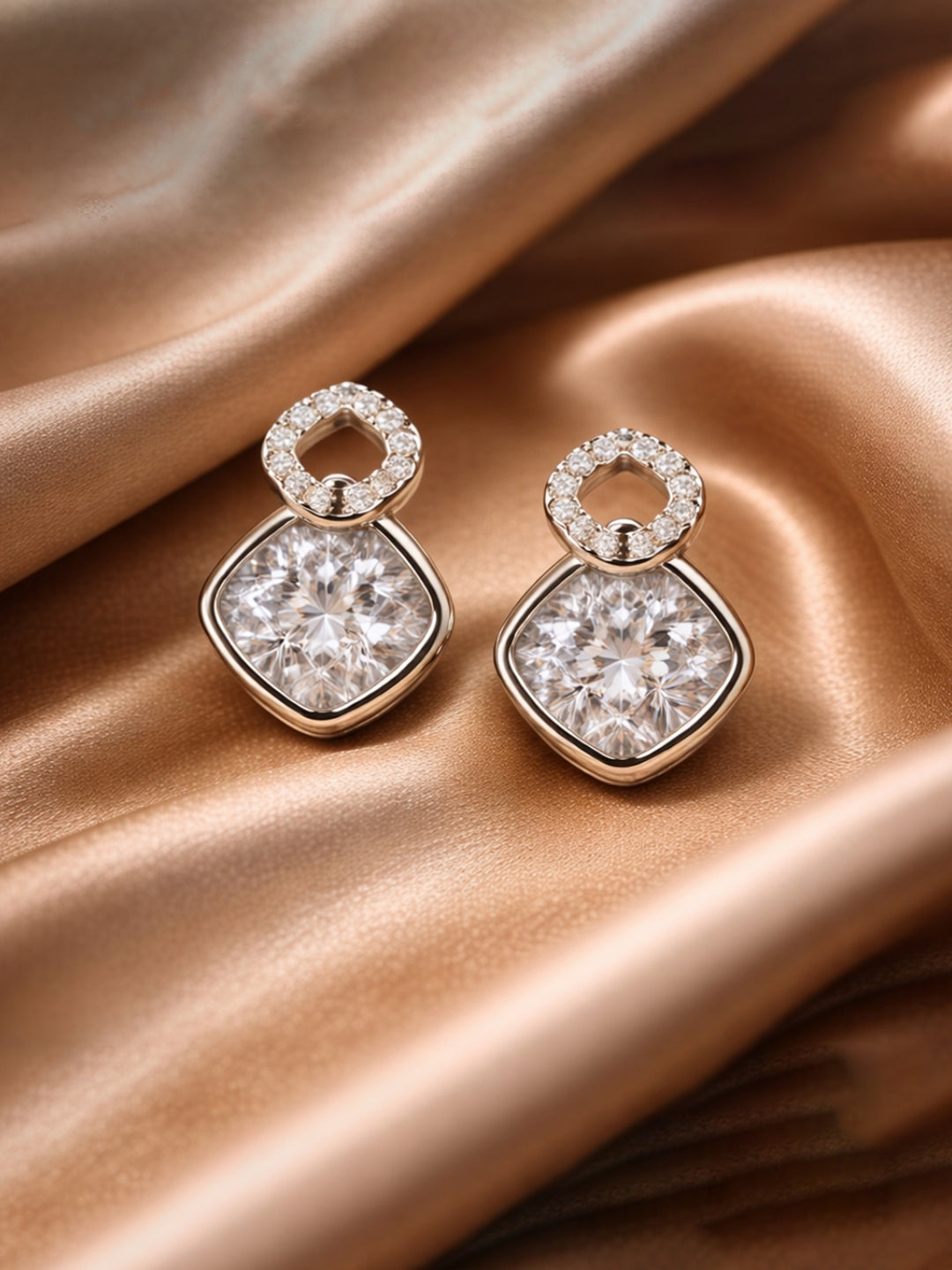 Silver Emerald Glow Stud Earrings