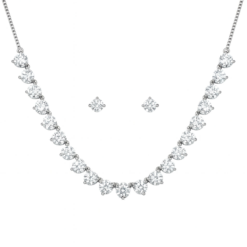 Silver Necklace & Earring Set with Teardrop Stones (Big Stone)
