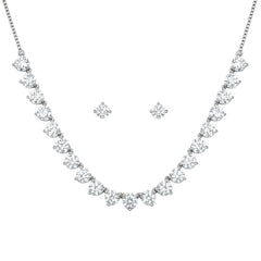 Silver Necklace & Earring Set with Teardrop Stones (Big Stone)