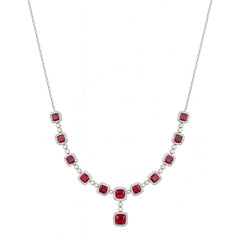 Premium Sterling Silver Jewellery Set with Square Ruby Red Stones