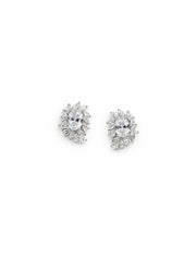 925 Sterling Silver Sparkling Floral Stud Earrings