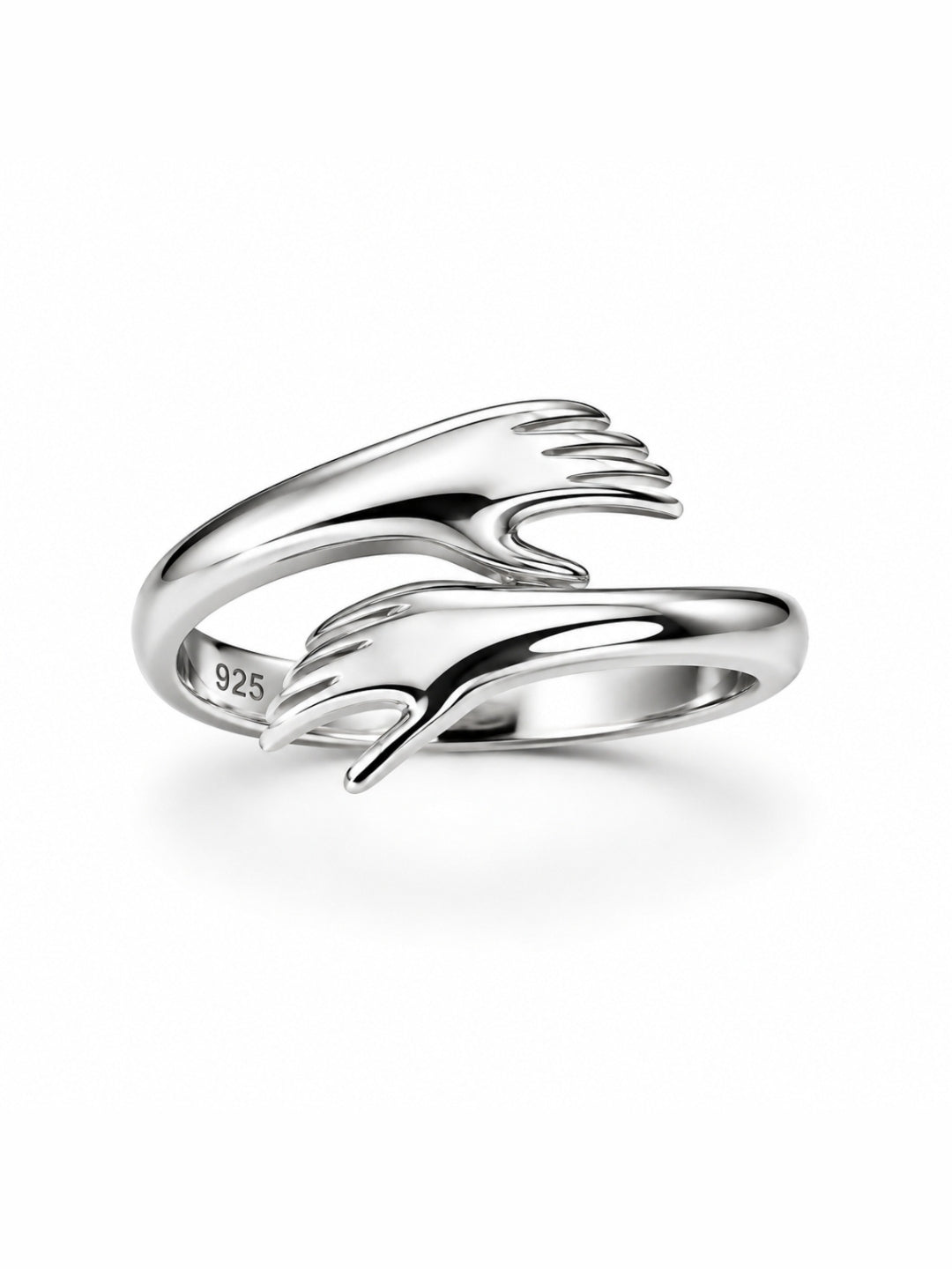 AXORA LIFE 925 Sterling Silver Hug Ring Adjustable Open Band Ring