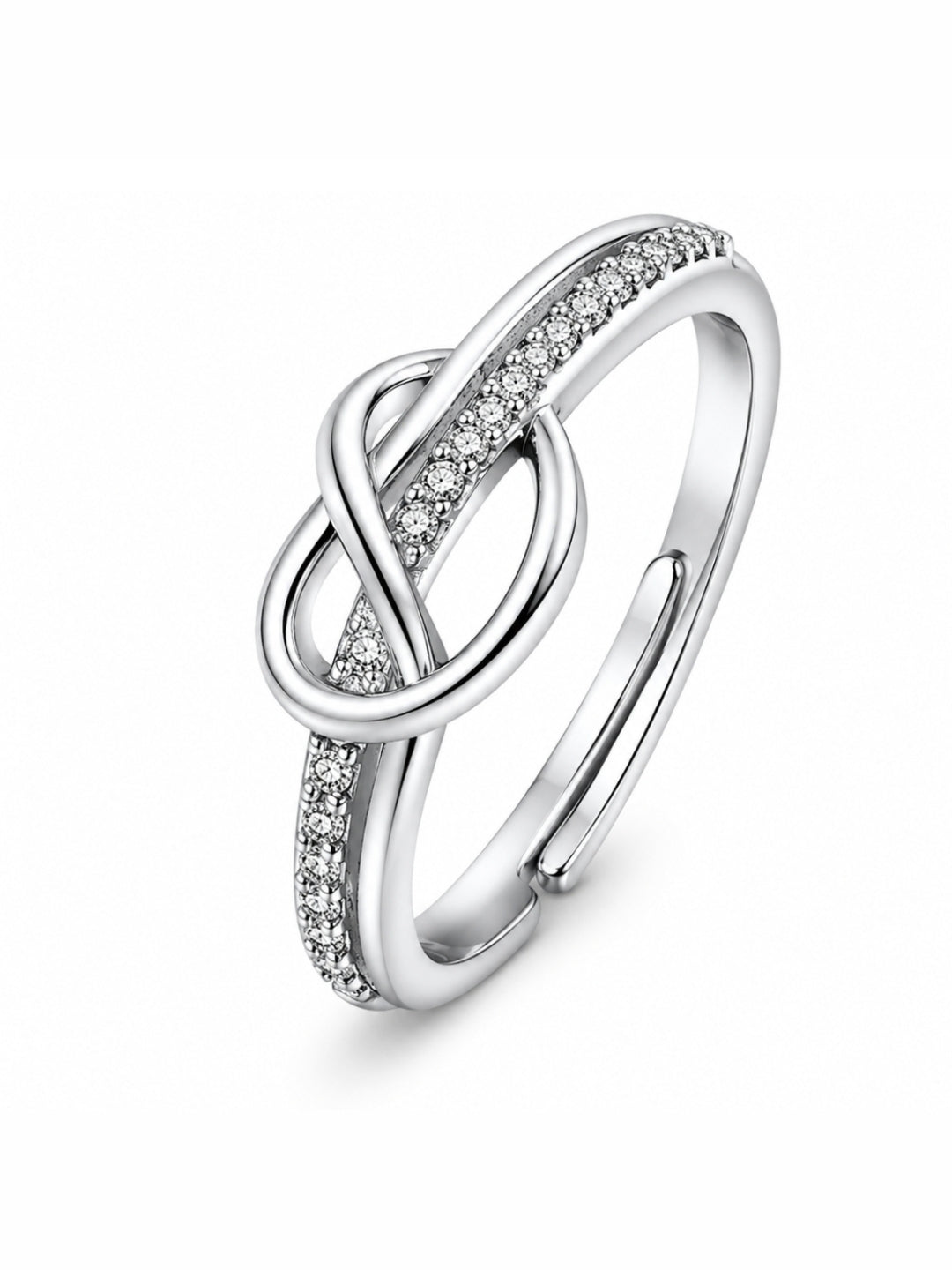 AXORA LIFE 925 Sterling Silver Adjustable Knot Ring with CZ Stones