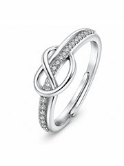 AXORA LIFE 925 Sterling Silver Adjustable Knot Ring with CZ Stones