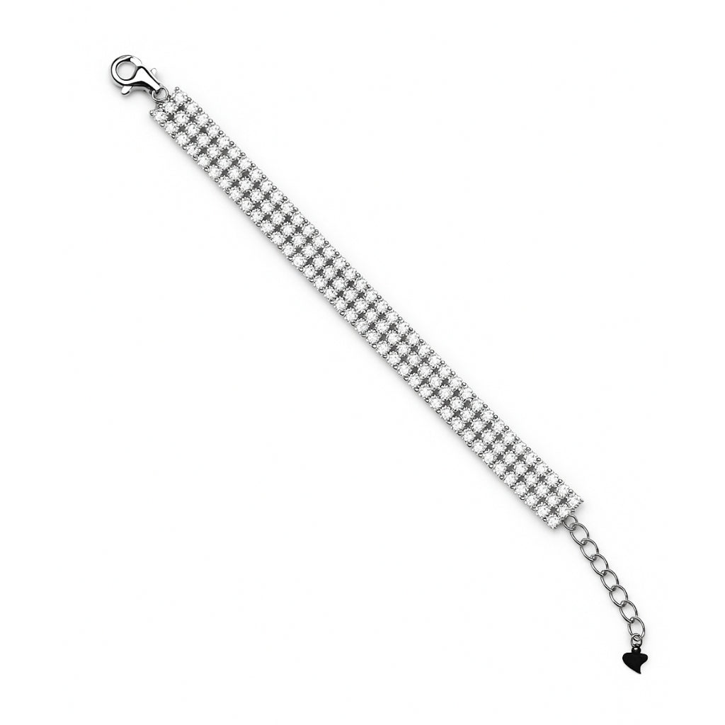 Silver Triple Line Zircon Tennis Bracelet