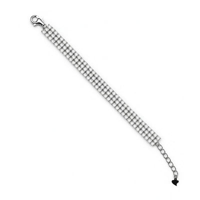 Silver Triple Line Zircon Tennis Bracelet