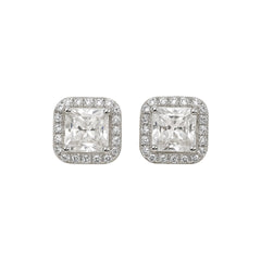 Silver Emerald Sparkle Stud Earrings