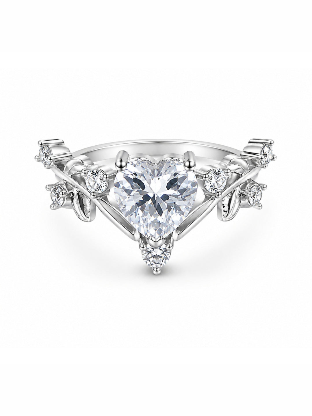 AXORA LIFE 925 Sterling Silver Adjustable Pear CZ Floral Leaf Ring