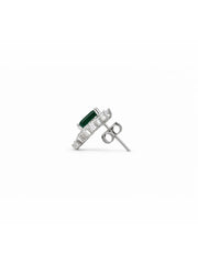 925 Sterling Silver Emerald Green Floral Stud Earrings