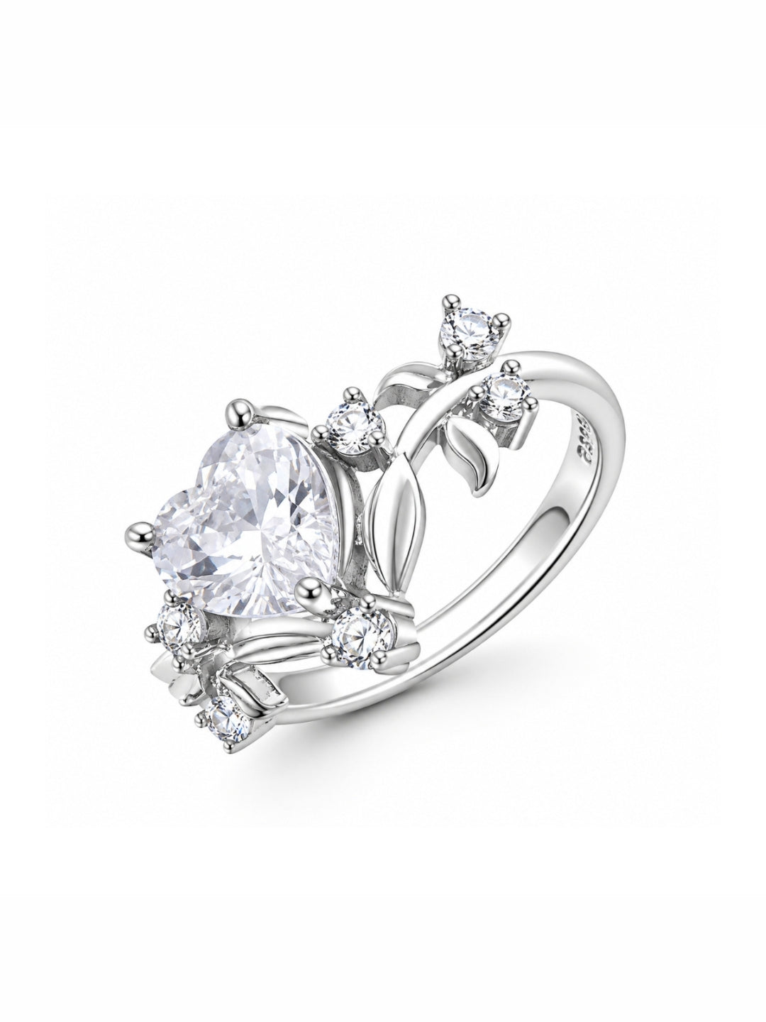 AXORA LIFE 925 Sterling Silver Adjustable Pear CZ Floral Leaf Ring