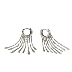Long Silver Waterfall Dangle Earrings