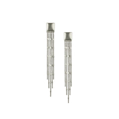 Elegant Silver Multi-Strand Tassel Drop Earrings