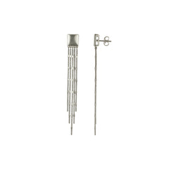 Elegant Silver Multi-Strand Tassel Drop Earrings
