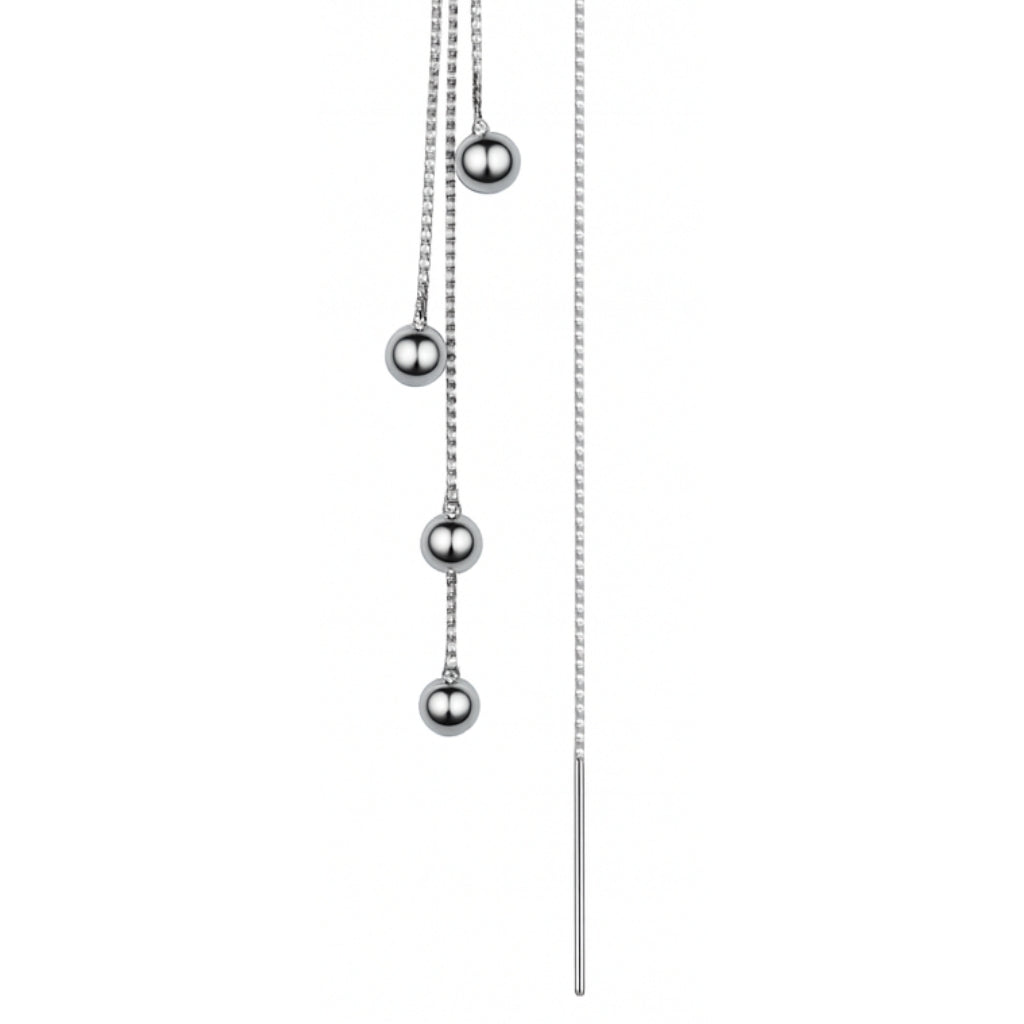 Silver Crystal Drop Threader Earrings