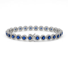 Silver Blue Bezel-Set Zircon Bracelet