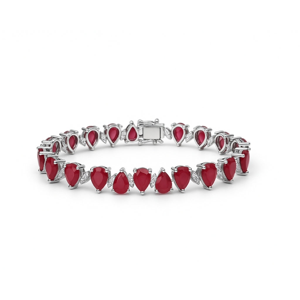 Silver Pink Triangle-Cut Zircon Bracelet