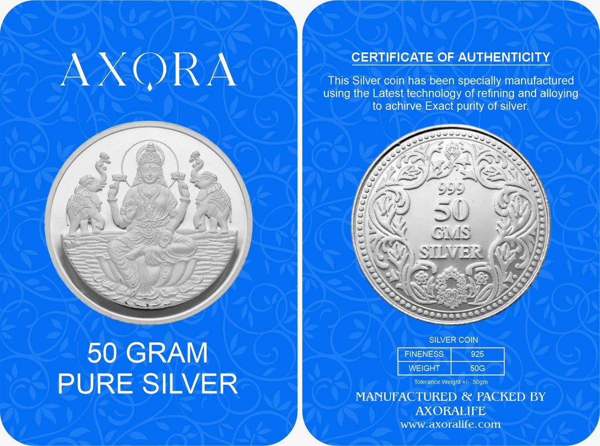 Axora Life 50GM Pure Silver Lakshmi Coin