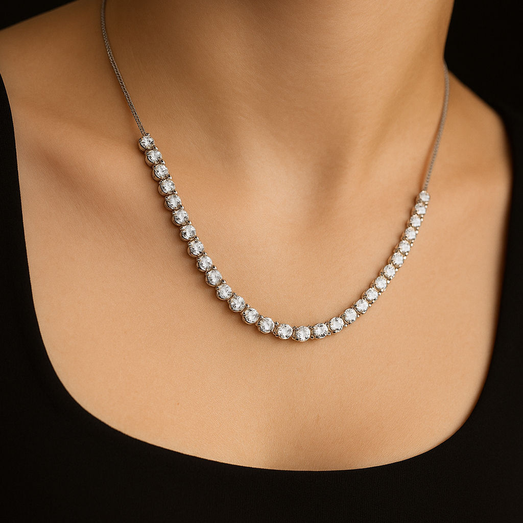 Sterling Silver Necklace With Earrings Set