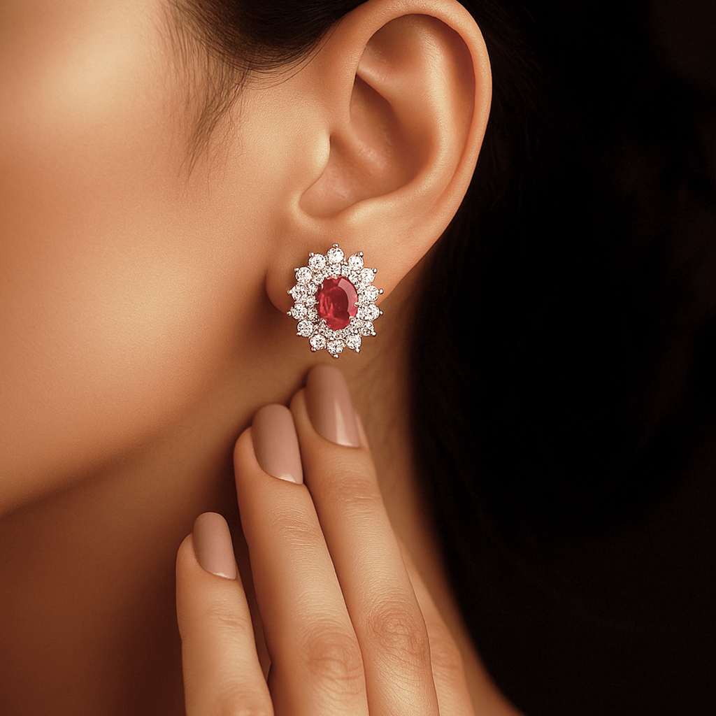 Cubic Sterling Silver Studded Earrings
