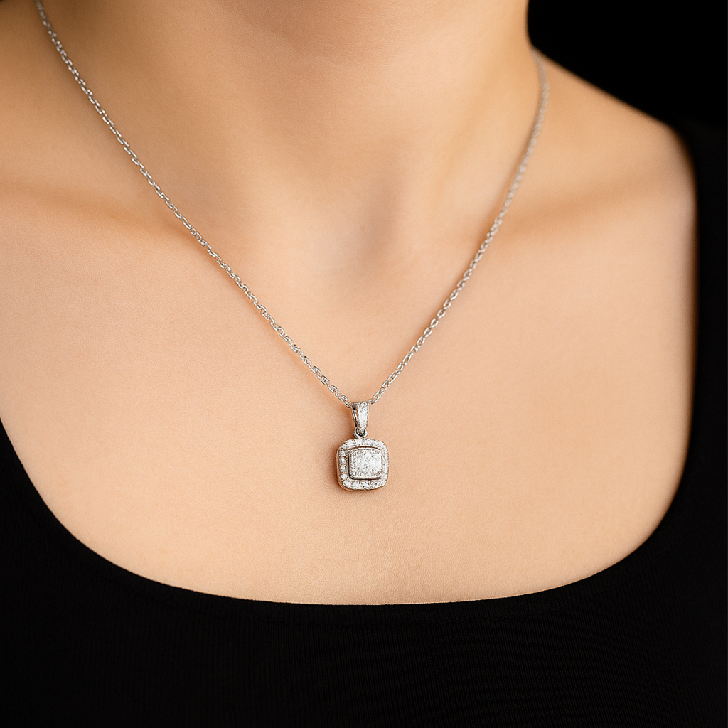 Elegant Sterling Silver Square Pendant