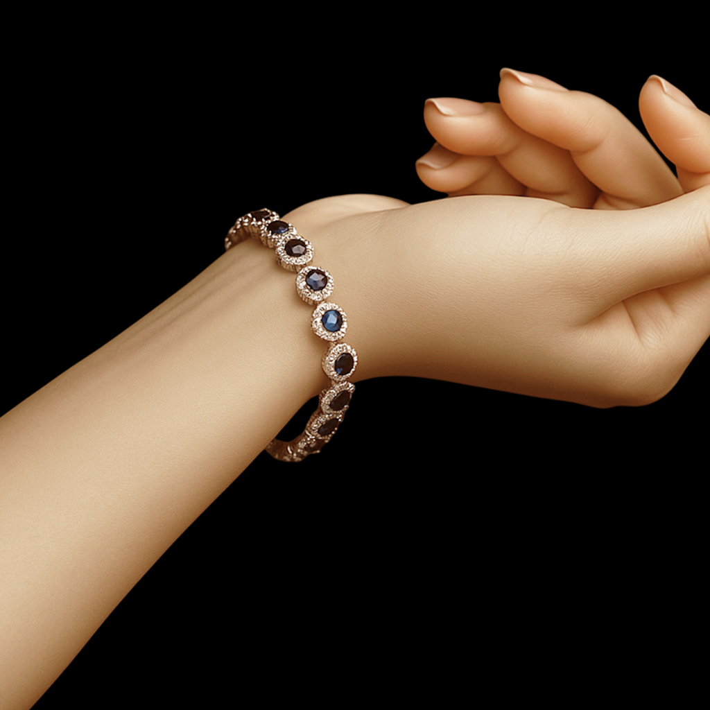 Blue Sterling Silver Sapphire Gemstone Bracelet